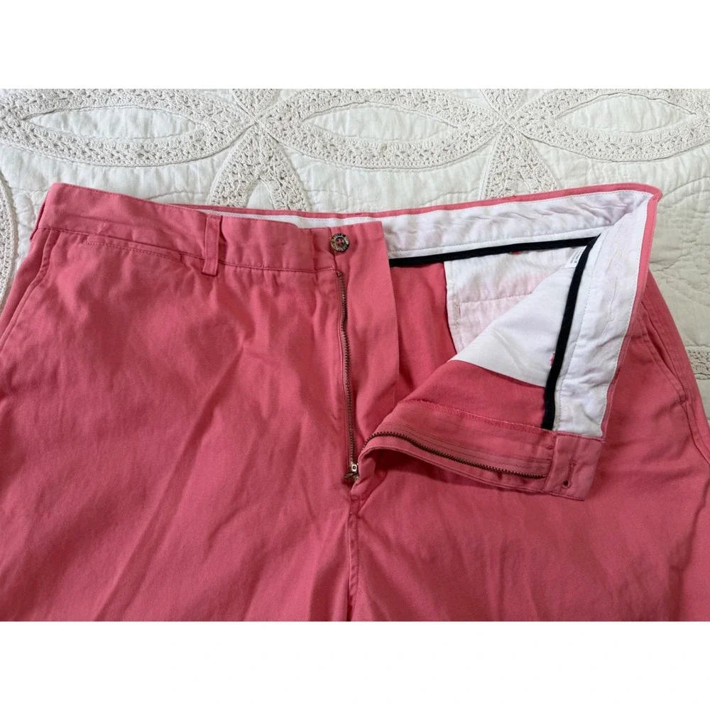 Savile Row Company Chino Shorts Pink Flat Front Mens 38